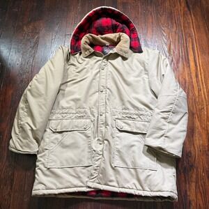 Vintage West Wind Jacket Mens 2XL Beige Chore Barn‎ Hooded MADE IN USA